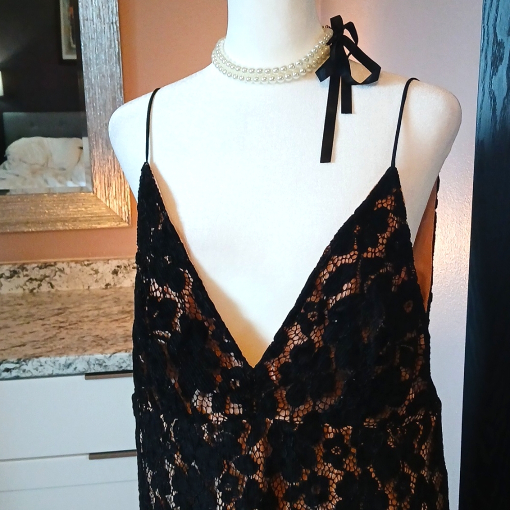 Free People Black Lace Mini Dress